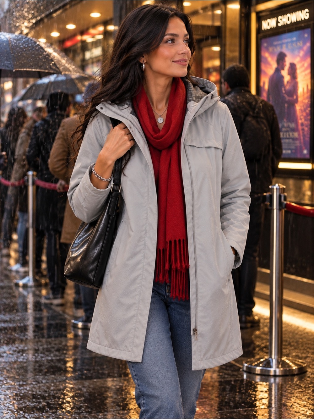 Women’s New Balance Light Gray Hooded Raincoat